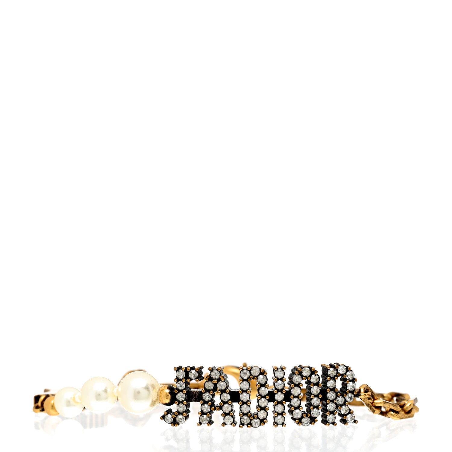 Christian Dior Metal Crystal Pearl J'Adior Bracelet Gold 4 of 4