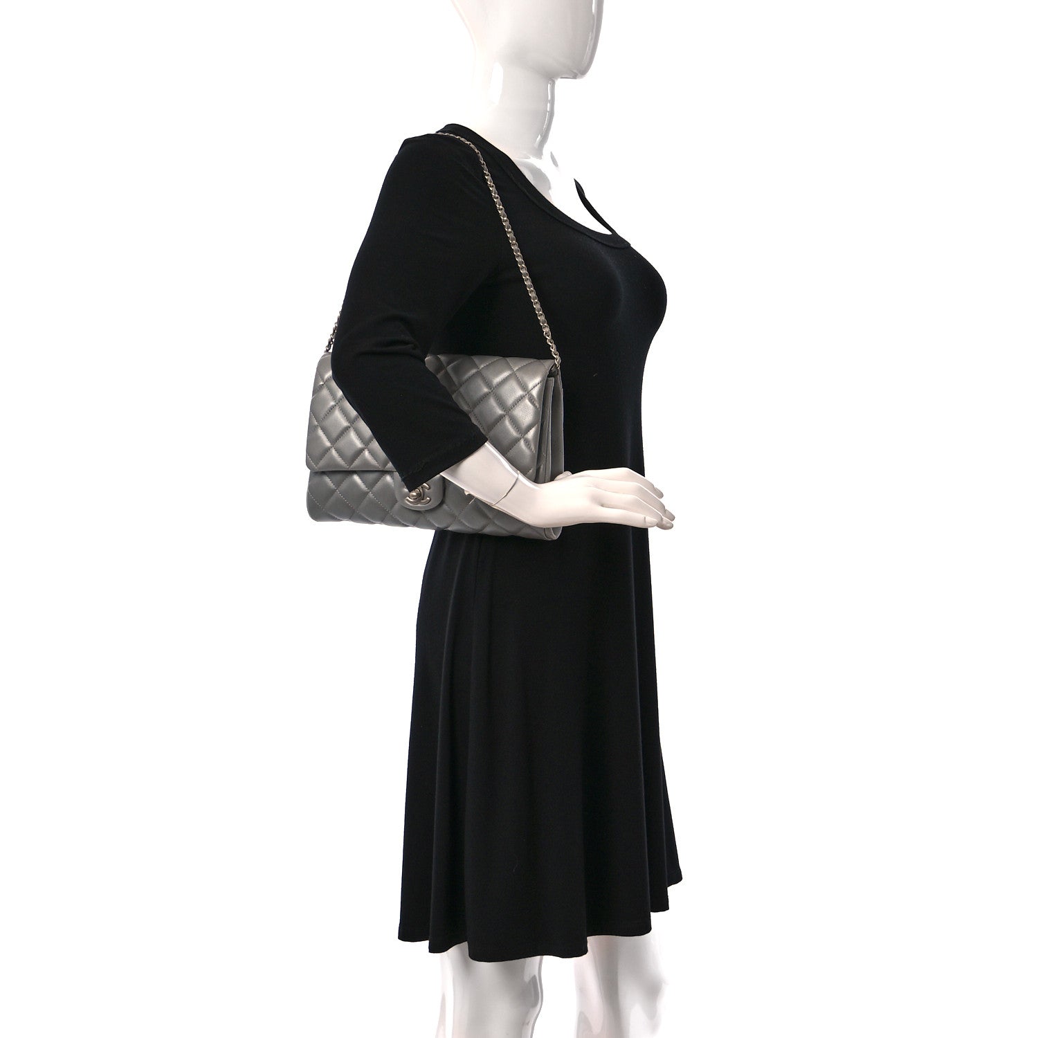 Chanel Lambskin Quilted Clutch With Chain Flap Grey 2 of 9