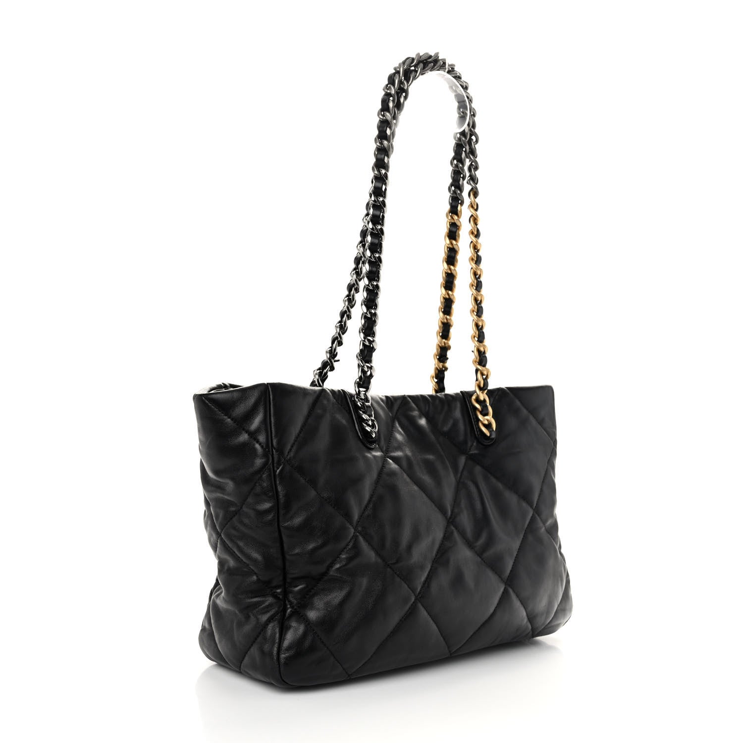 Chanel Lambskin Quilted Chanel 19 East West Shopping Bag Black 3 of 10