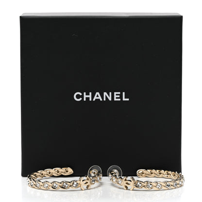 Chanel Metal Baguette Crystal High Society CC Hoop Earrings Gold 5 of 5