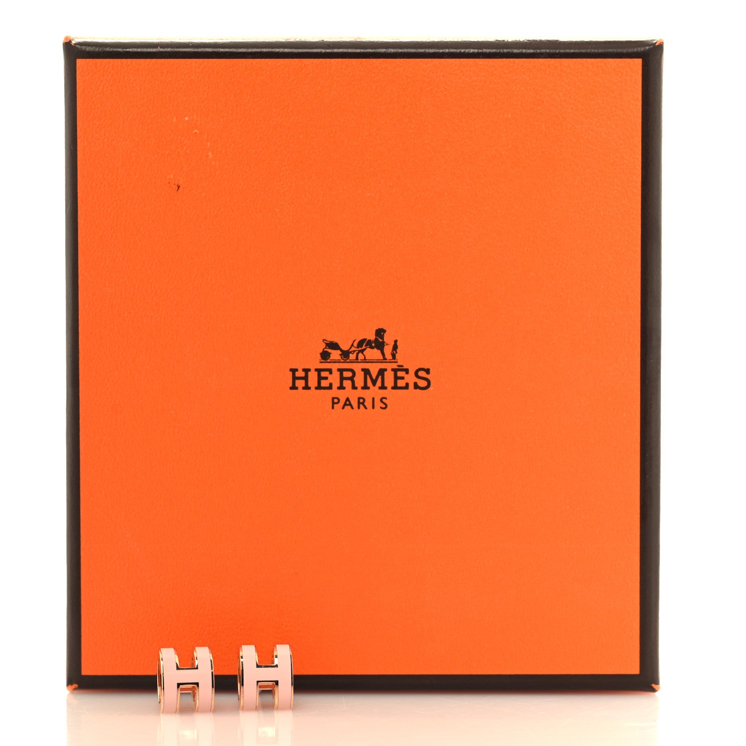 Hermes Gold Lacquered Mini Pop H Earrings Rose Dragee 6 of 6