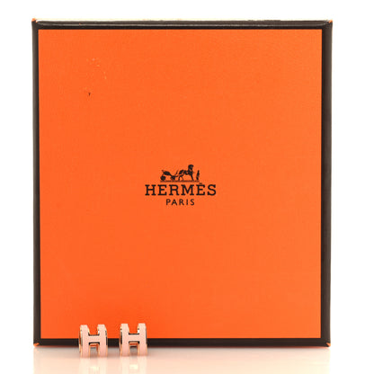 Hermes Gold Lacquered Mini Pop H Earrings Rose Dragee 6 of 6