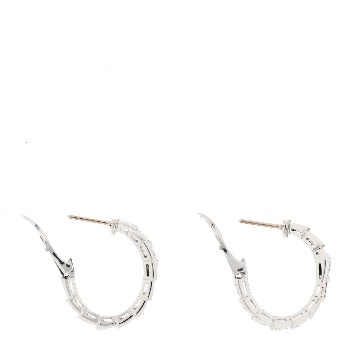 18K White Gold Diamond Serpenti Viper Hoop Pave Earrings