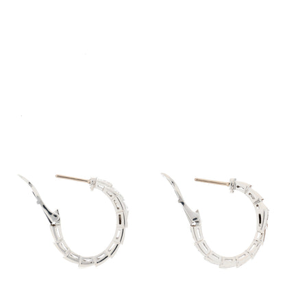 Bulgari 18K White Gold Diamond Serpenti Viper Hoop Pave Earrings 3 of 6
