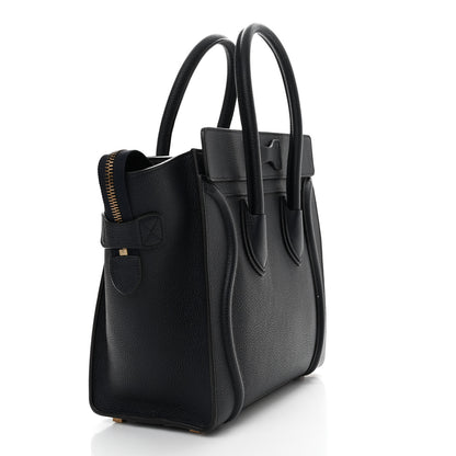 Celine Drummed Calfskin Micro Luggage Midnight 3 of 10