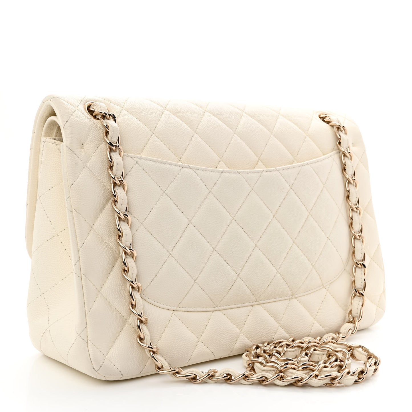 Caviar Quilted Jumbo Double Flap White