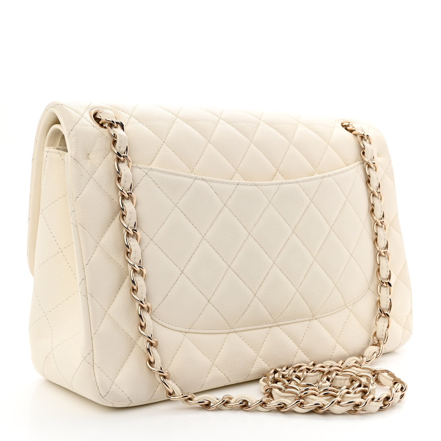 Chanel Caviar Quilted Jumbo Double Flap White 3 of 11