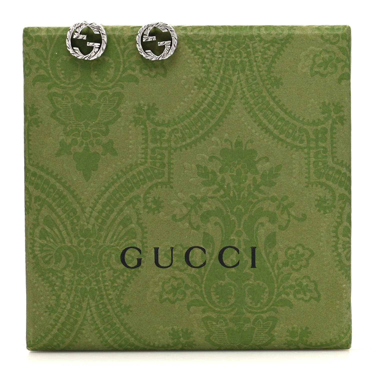 Gucci Sterling Silver Textured Interlocking G Stud Earrings 7 of 7