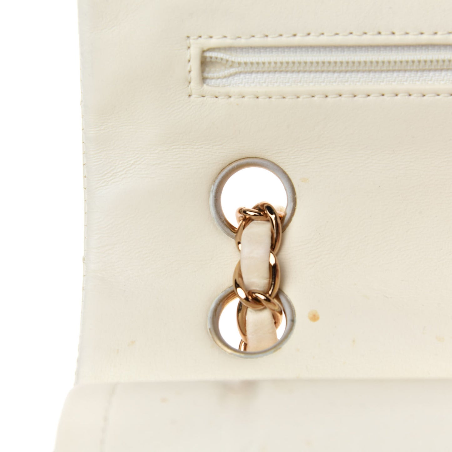 Lambskin Quilted Medium Double Flap White