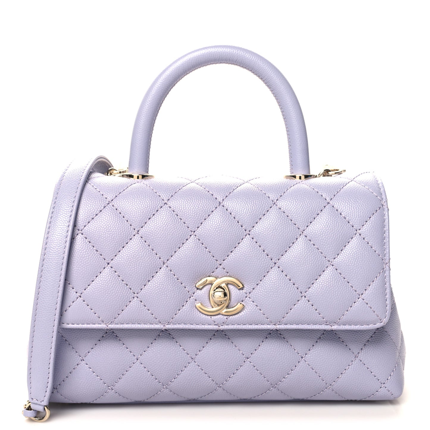 Caviar Quilted Mini Coco Handle Flap Light Purple