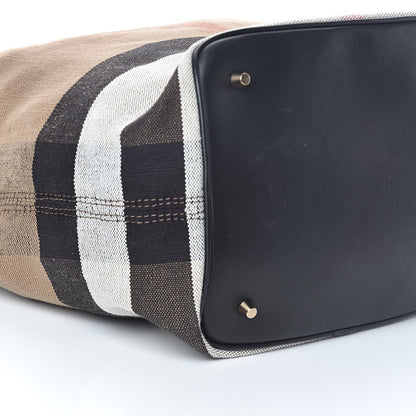 Burberry Canvas Mega Check Medium Ashby Hobo Saddle Black 9 of 10