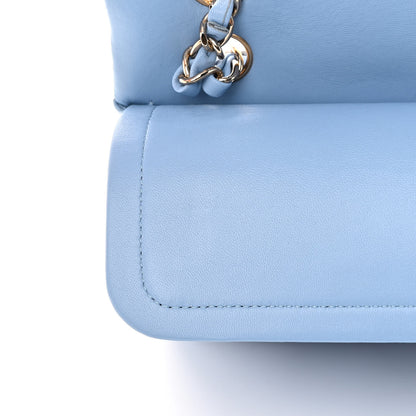 Chanel Lambskin Quilted Medium Double Flap Light Blue 11 of 14