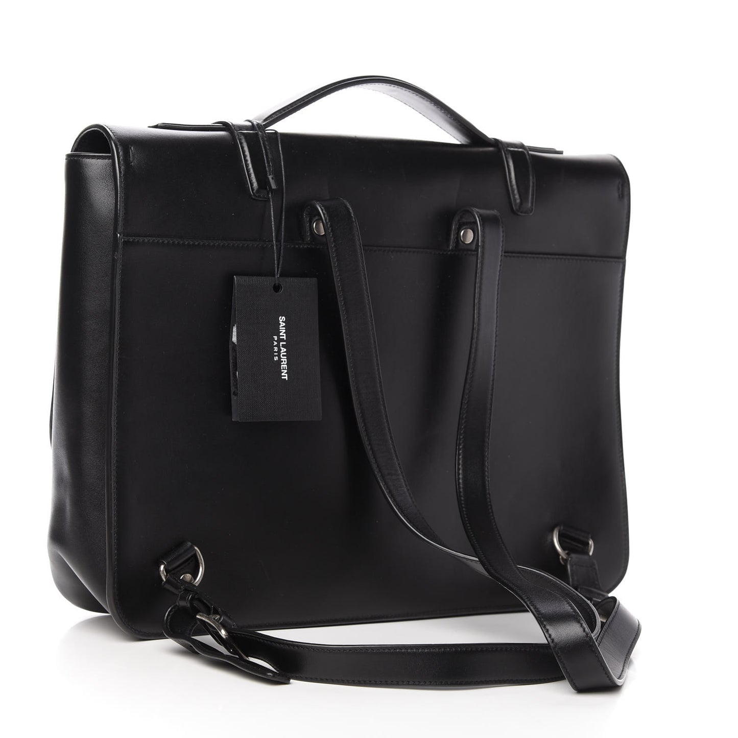 Smooth Calfskin Schoolbag Backpack Black