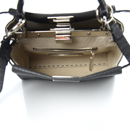 Fendi Cuoio Romano Selleria Bi-Color Mini Peekaboo Iconic Satchel Asfalto Latte 5 of 10
