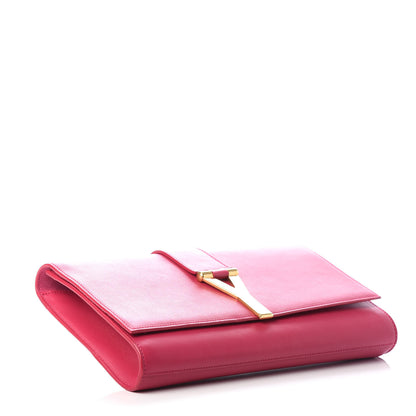 Saint Laurent Calfskin Classic Y Ligne Clutch Fuchsia 4 of 9