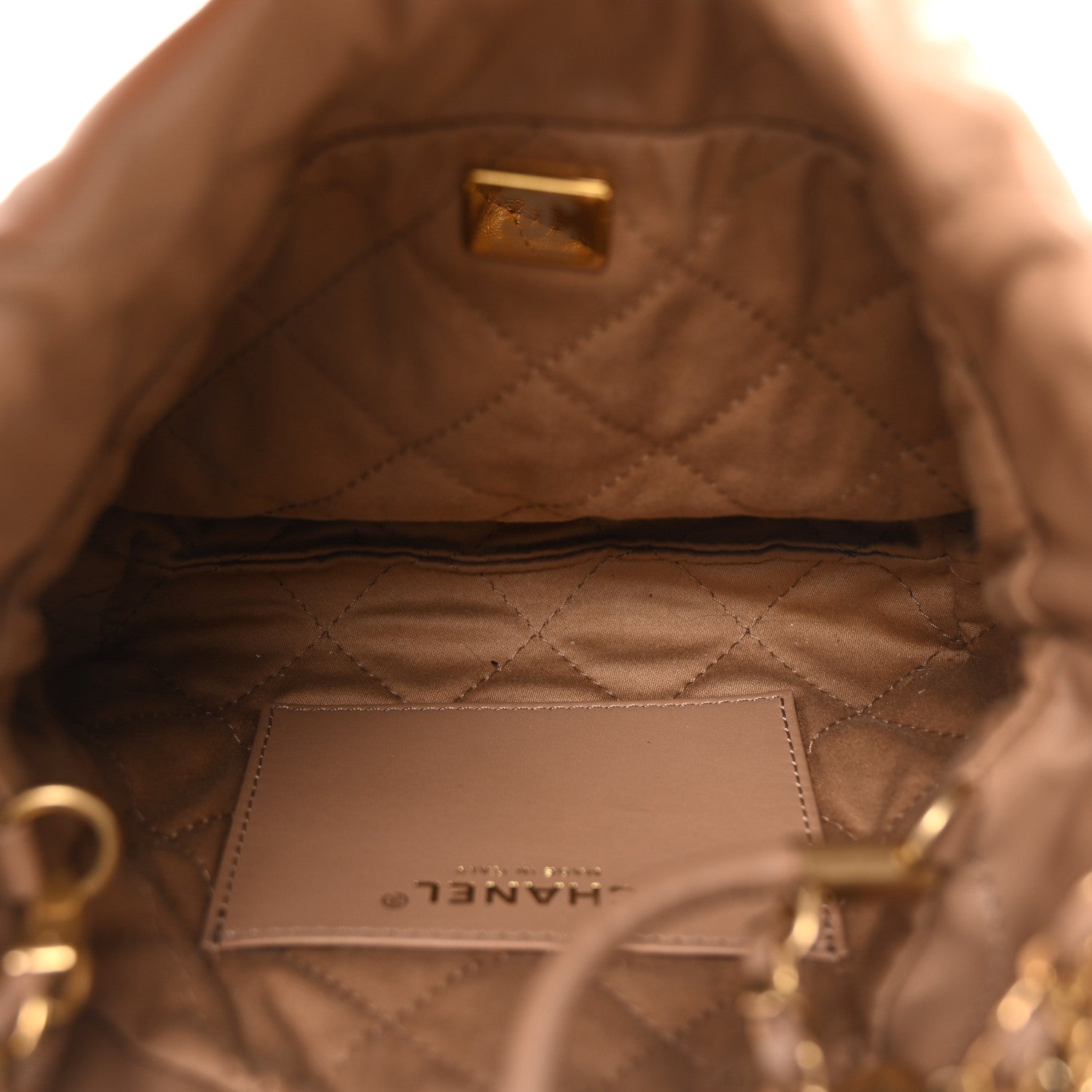 Chanel Shiny Calfskin Quilted Mini Chanel 22 Dark Beige 5 of 10