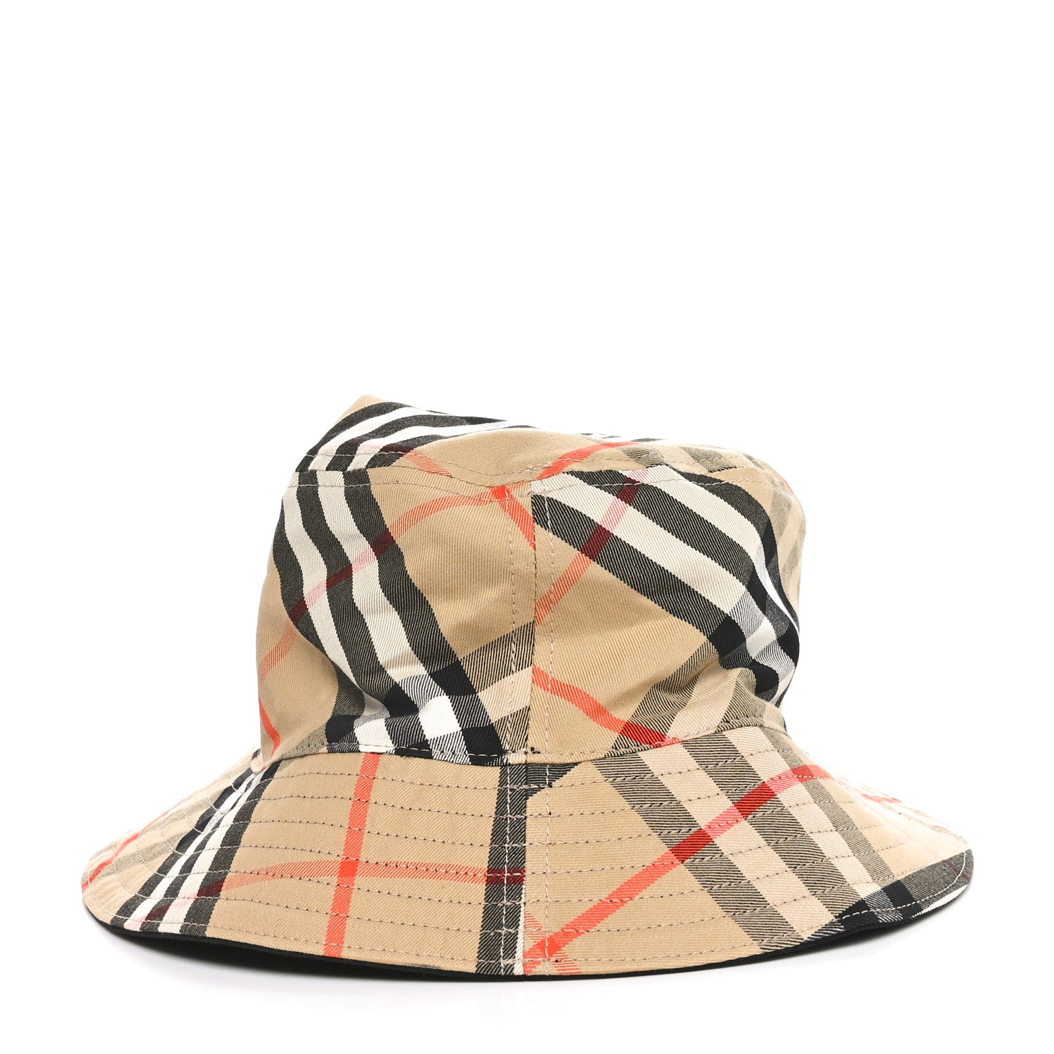 Burberry Cotton Gabardine Vintage Check Reversible Bucket Hat L Black Sand 4 of 15
