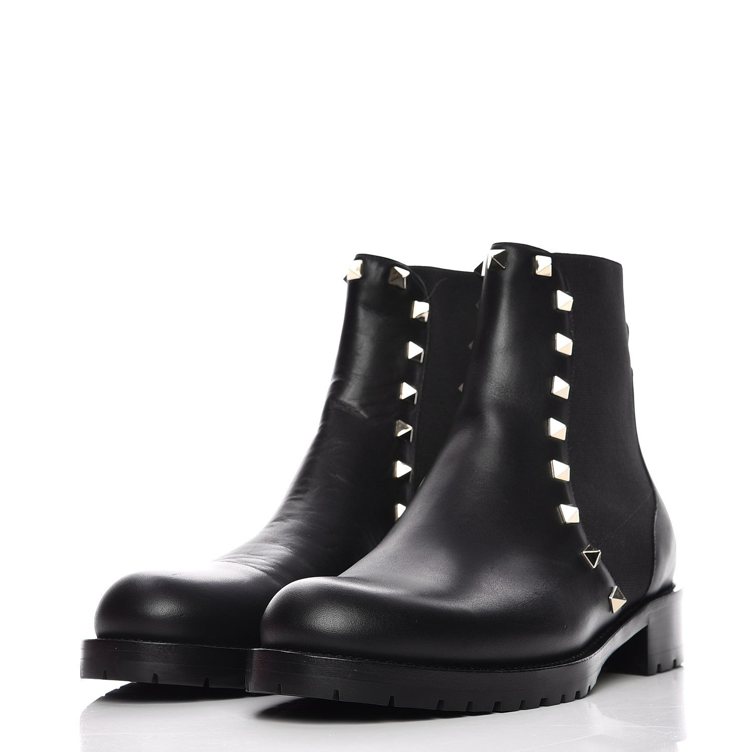 Valentino Garavani Calfskin Rockstud Beatle Chelsea 20mm Ankle Boots 37 Black 2 of 9