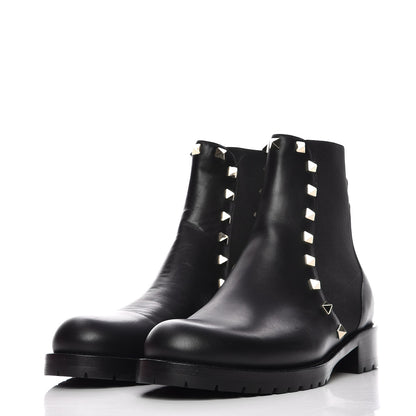 Valentino Garavani Calfskin Rockstud Beatle Chelsea 20mm Ankle Boots 37 Black 2 of 9