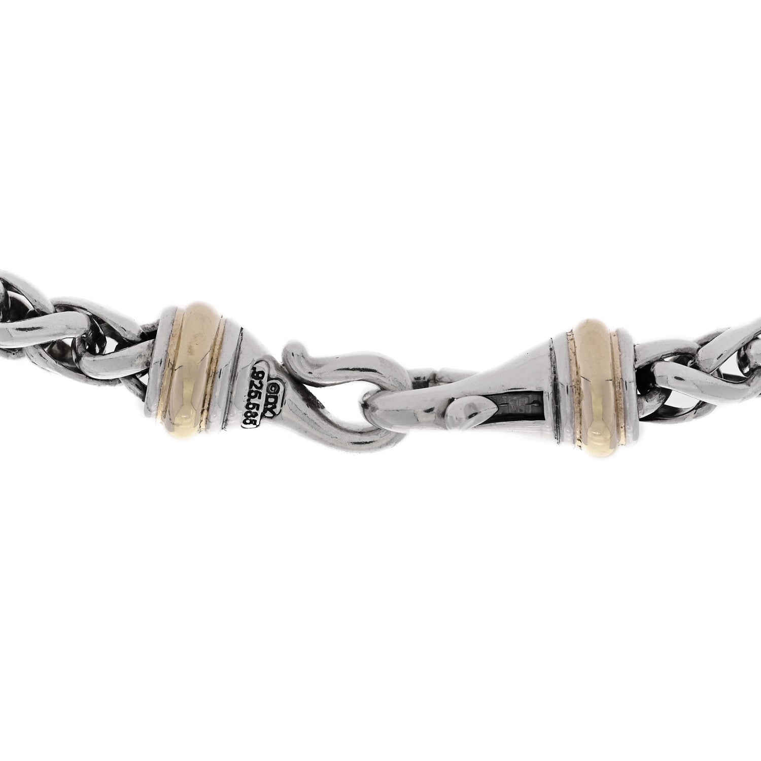 David Yurman Sterling Silver 14K Yellow Gold 6mm Wheat Chain Necklace 4 of 4