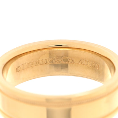 Tiffany 18K Yellow Gold 6mm Double Milgrain Wedding Band Ring 54 7 4 of 4
