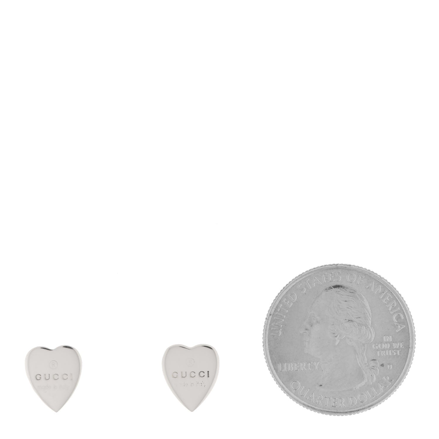 Gucci Sterling Silver Trademark Heart Stud Earrings 2 of 5