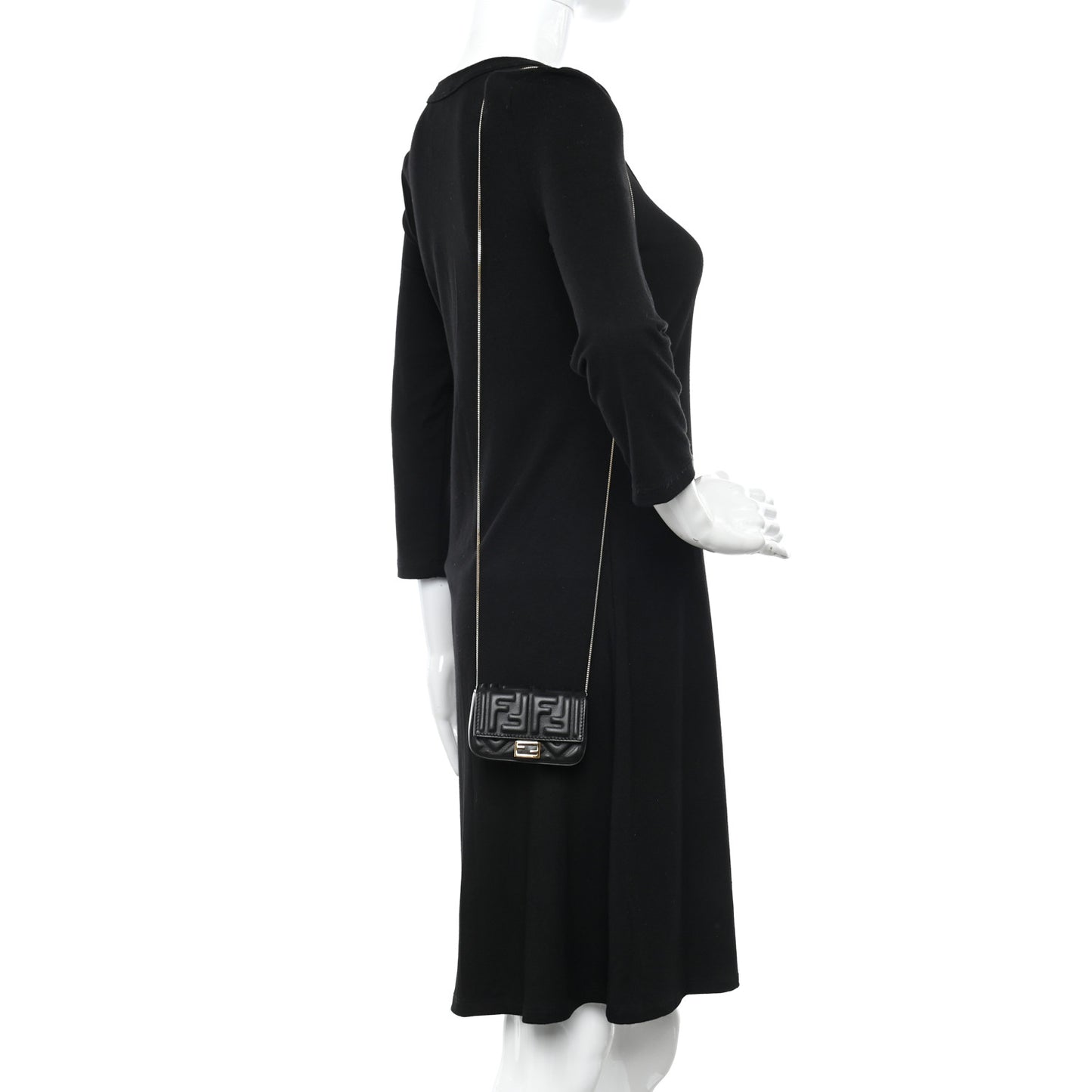Nappa FF Embossed Nano Baguette Charm Black