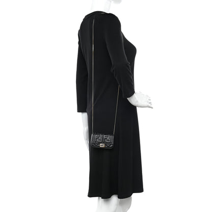 Fendi Nappa FF Embossed Nano Baguette Charm Black 3 of 7