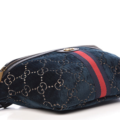 Gucci Velvet GG Monogram Web Belt Bag Blue Beige 8 of 11