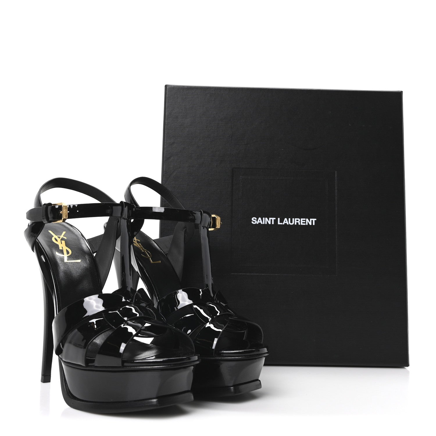 Saint Laurent Patent Tribute 105 Platform Sandals 37 Black 9 of 9