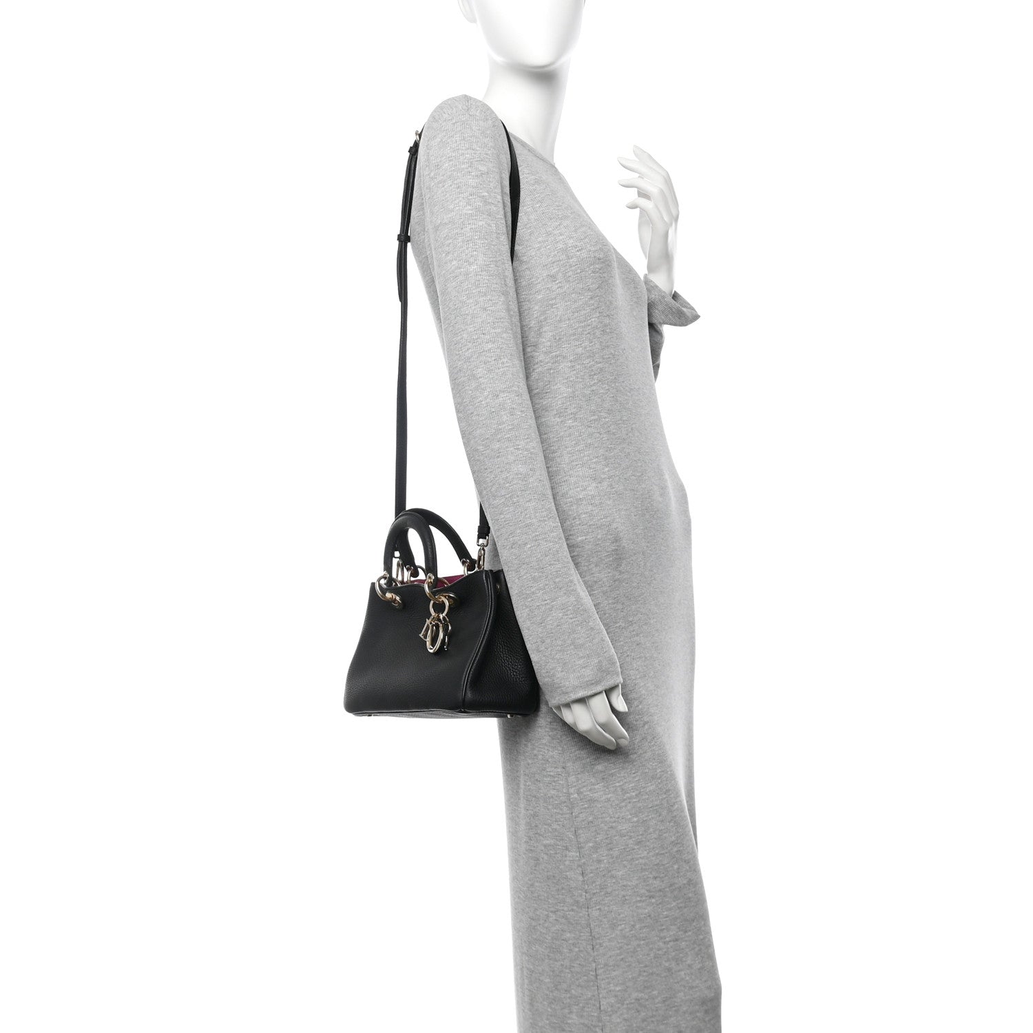 Christian Dior Bullcalf Small Diorissimo Tote Black Rose Indien 2 of 9