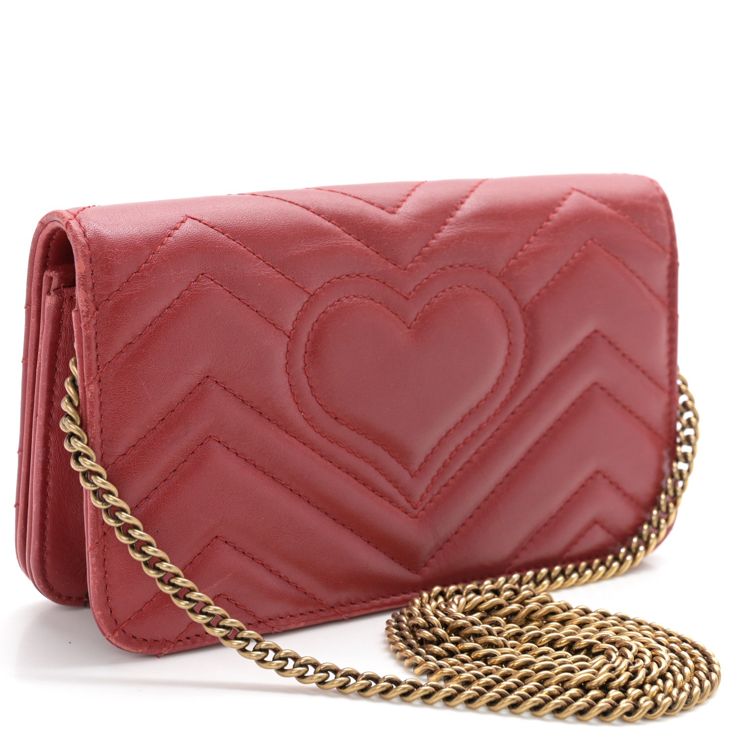 Gucci Calfskin Matelasse GG Marmont Mini Bag Hibiscus Red 3 of 13