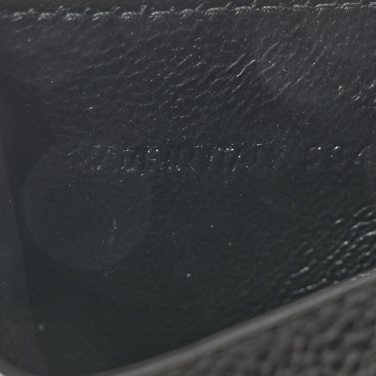 Grained Calfskin Logo Cash Card Holder Black White