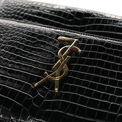 Saint Laurent Calfskin Crocodile Embossed Large Monogram Sunset Black 10 of 10