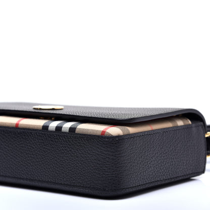 Burberry Grainy Calfskin Vintage Check Hampshire Crossbody Black 7 of 10