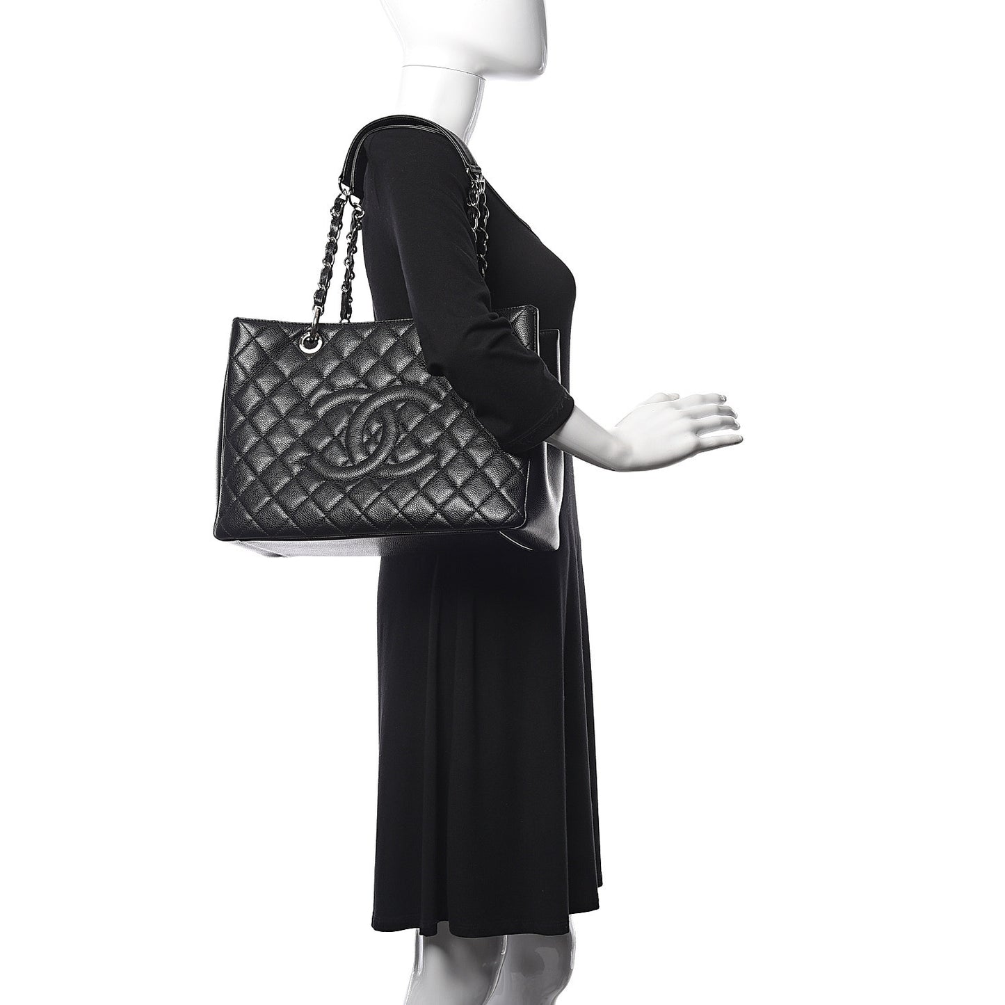 Caviar Quilted Grand Shopping Tote GST Black