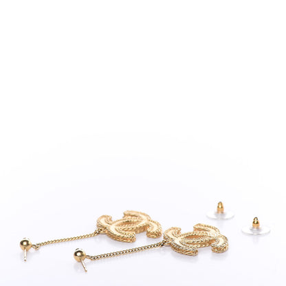 Chanel CC Drop Earrings Matte Gold 4 of 5