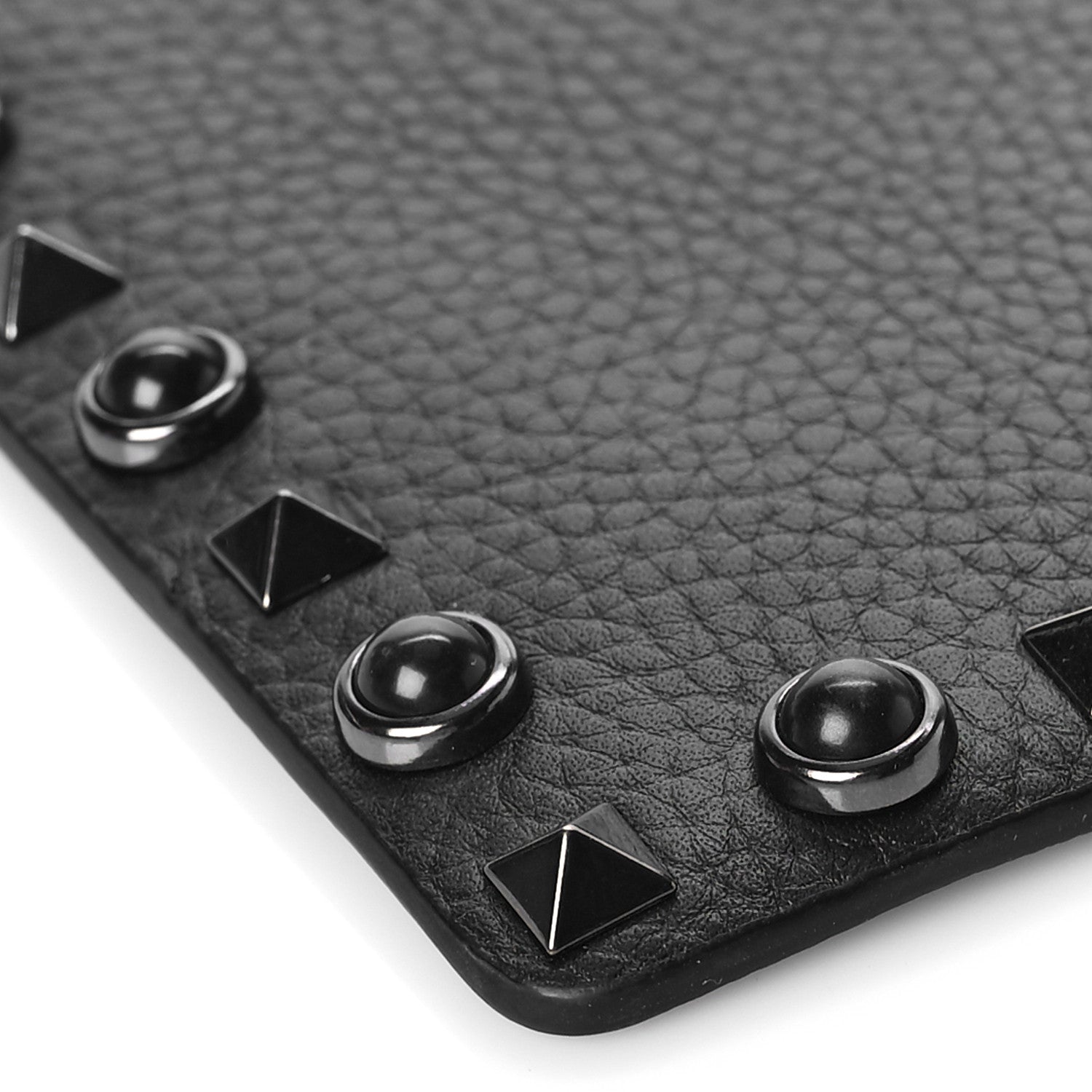 Valentino Garavani Pebbled Calfskin Rockstud Rolling Envelope Clutch Black 7 of 8