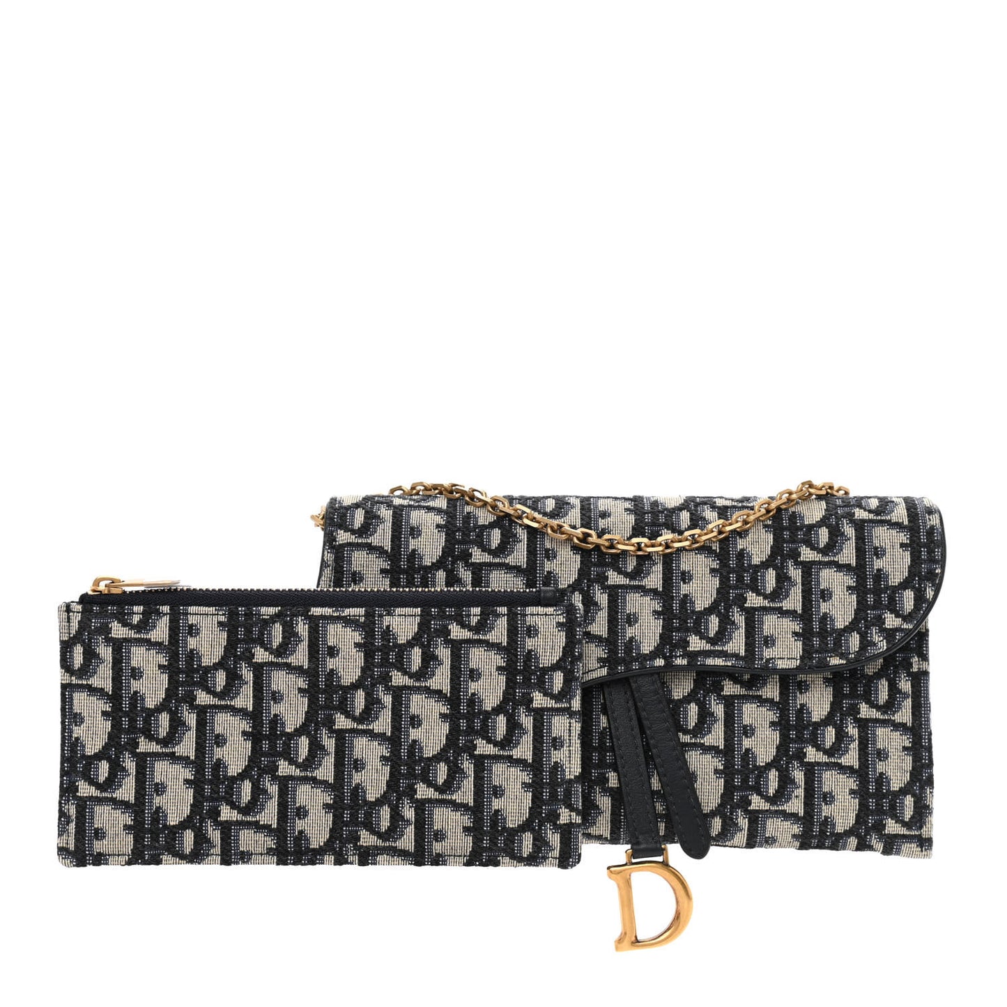 Oblique Saddle Chain Long Wallet Blue