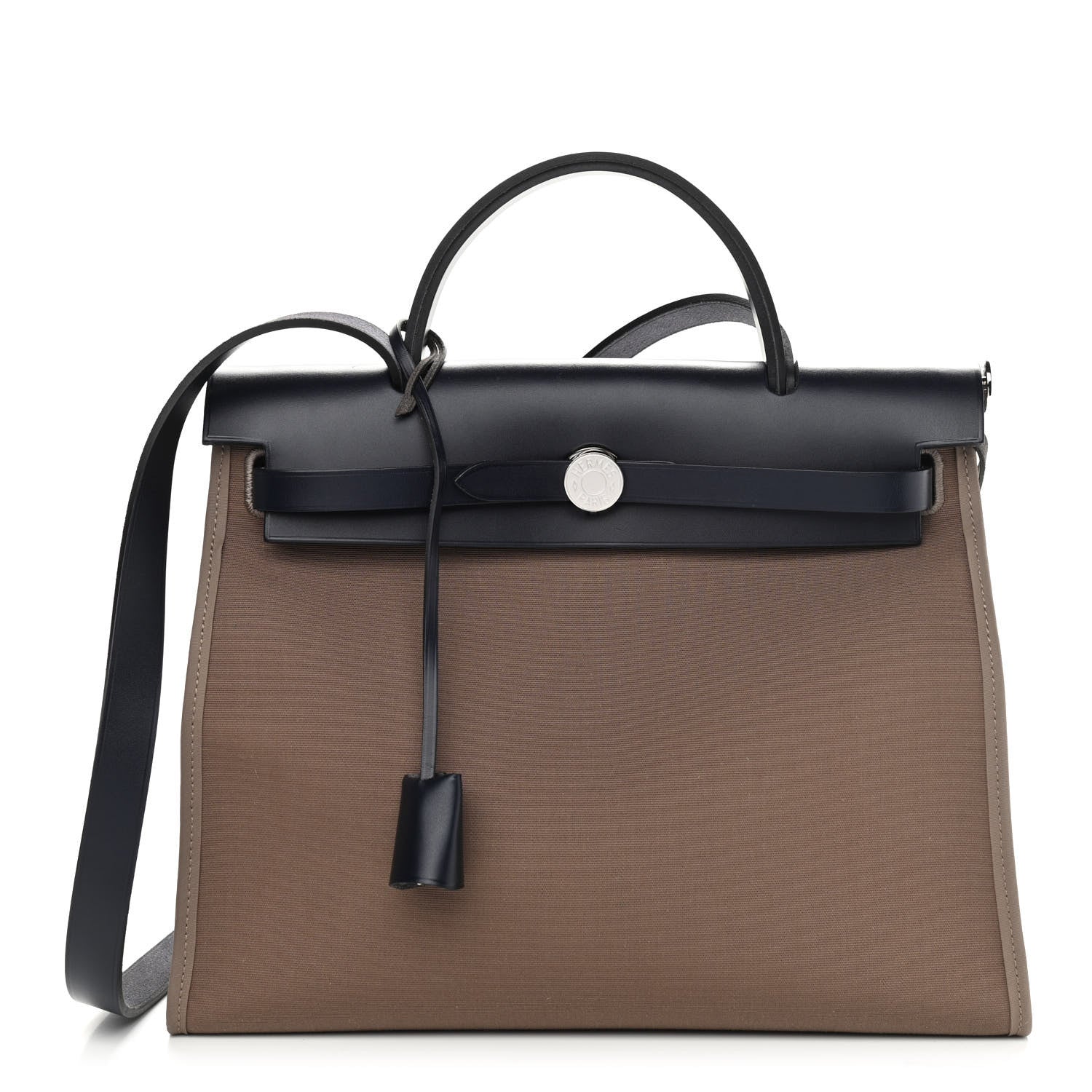 Hermes Vache Hunter Toile Herbag Zip 31 PM Etoupe Bleu Marine 3 of 10