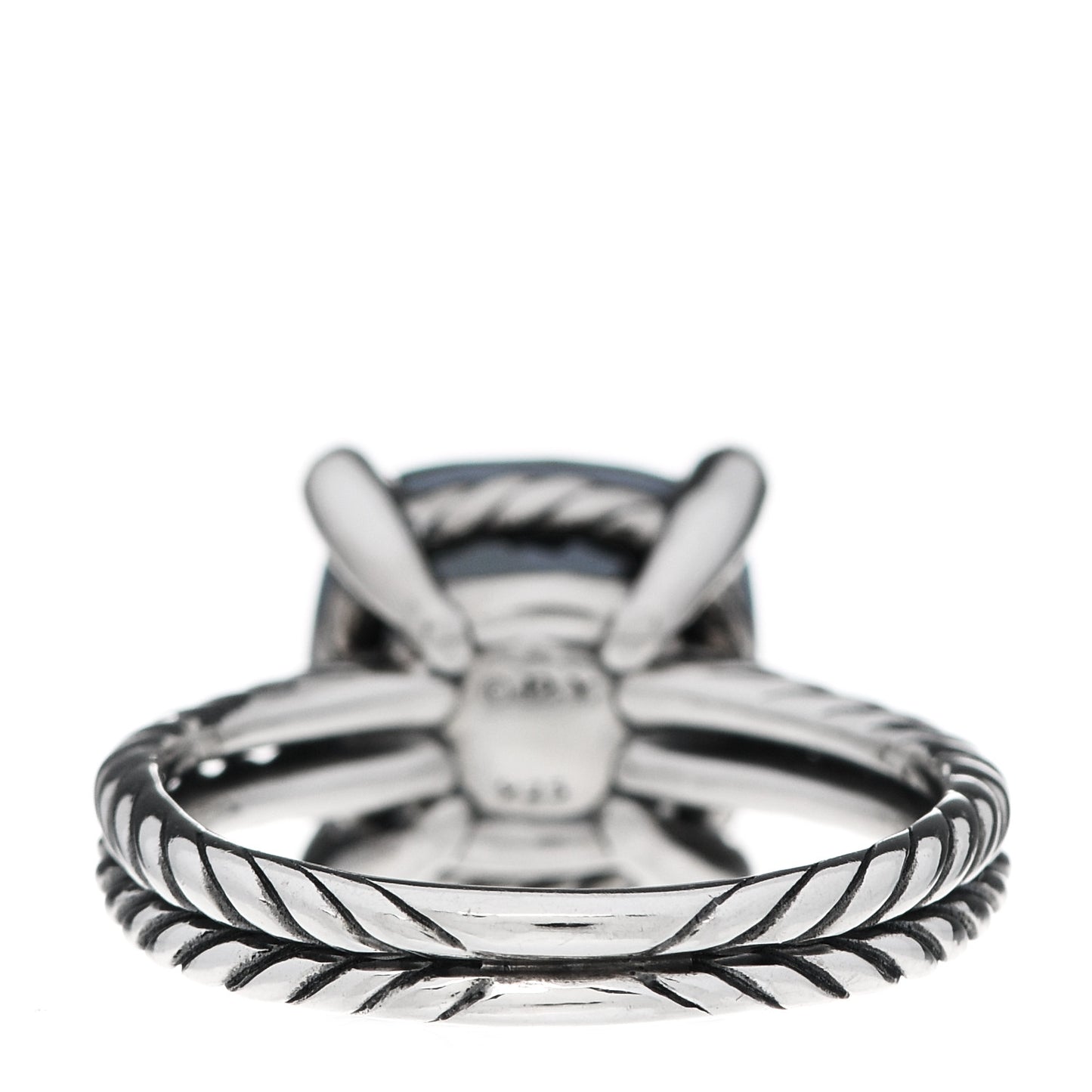 Sterling Silver Diamond Green Orchid 11mm Chatelaine Ring 57 8