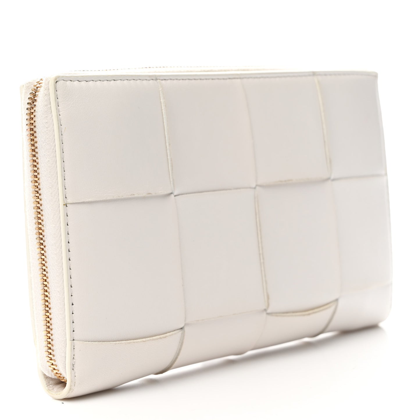 Nappa Maxi Intrecciato Zip Around Wallet White