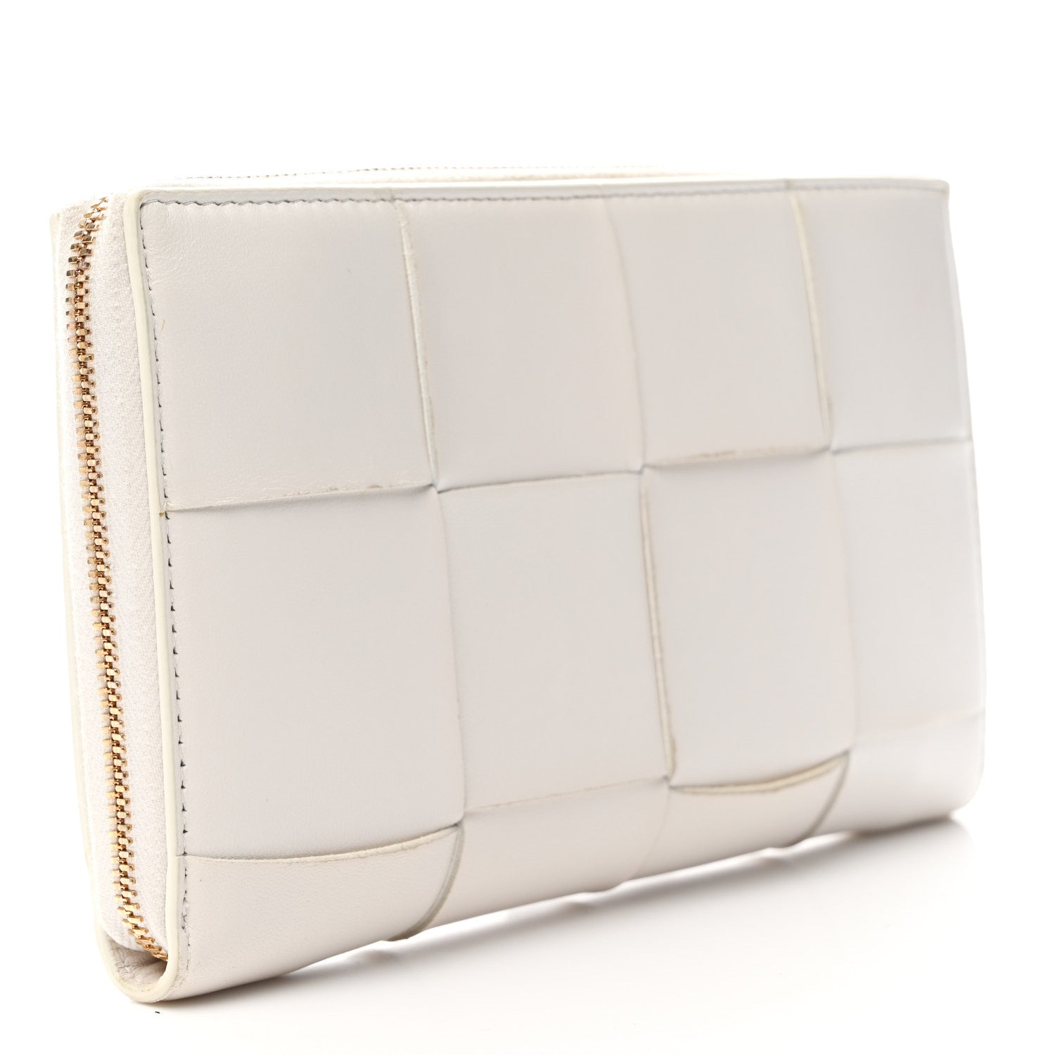 Bottega Veneta Nappa Maxi Intrecciato Zip Around Wallet White 3 of 10