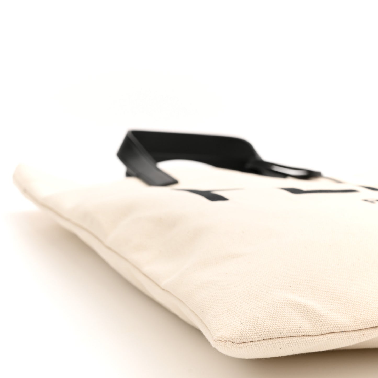 Canvas Vitello Grace Logo Flat Shopping Tote Grezzo Black