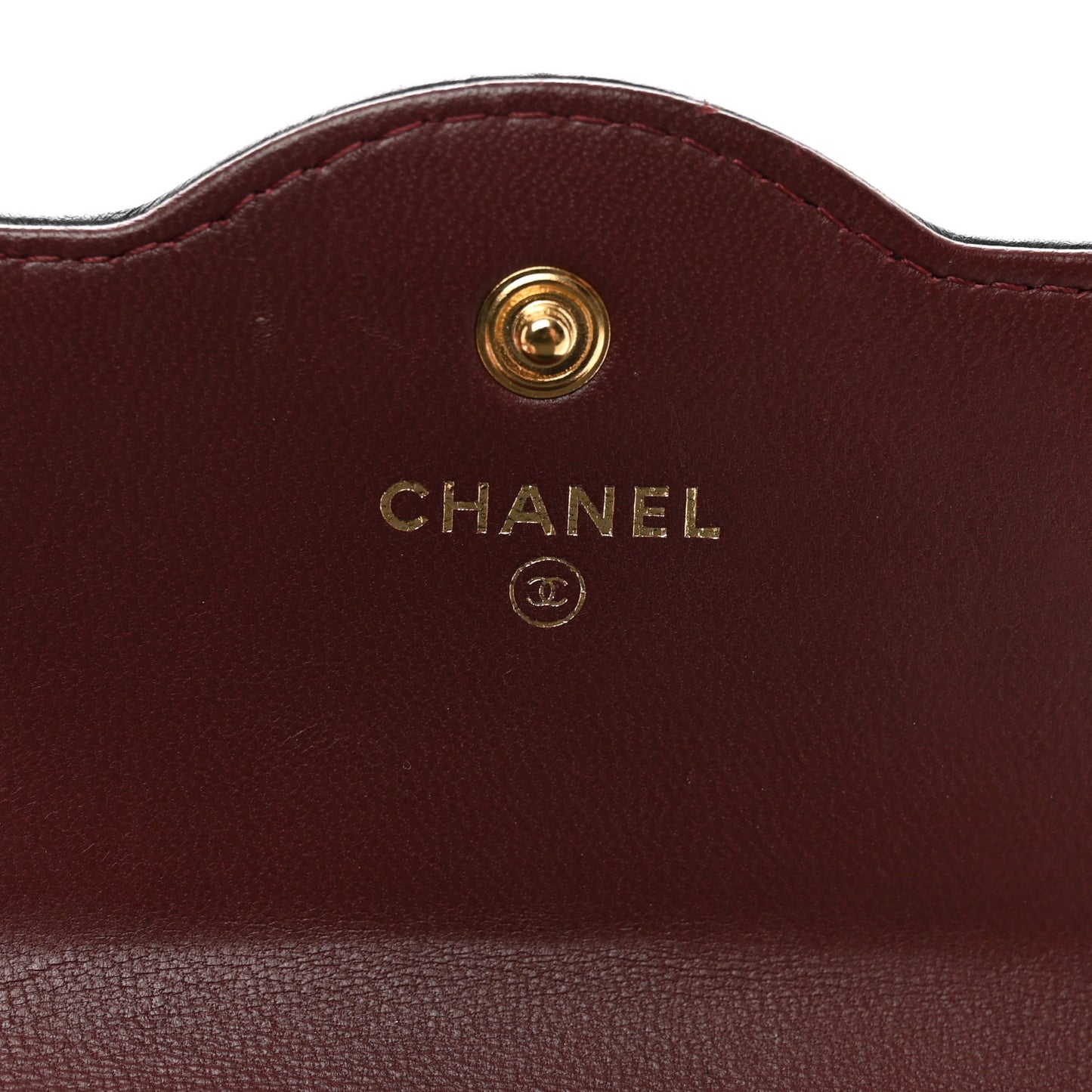 Lambskin Quilted Two Tone Day Compact Flap Wallet Burgundy