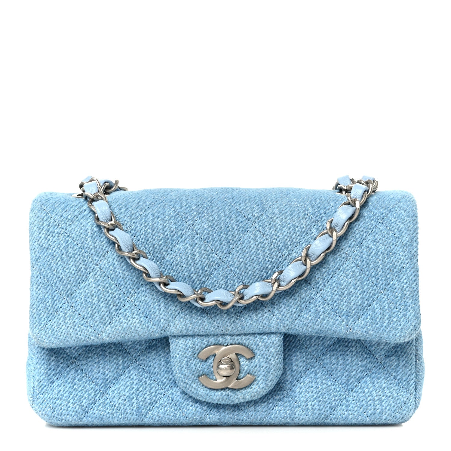 Chanel Denim Quilted Mini Rectangular Flap Blue 1 of 12