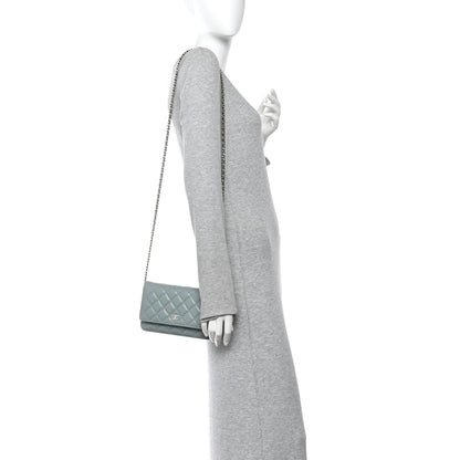 Chanel Caviar Quilted Wallet on Chain WOC Light Blue 2 of 11