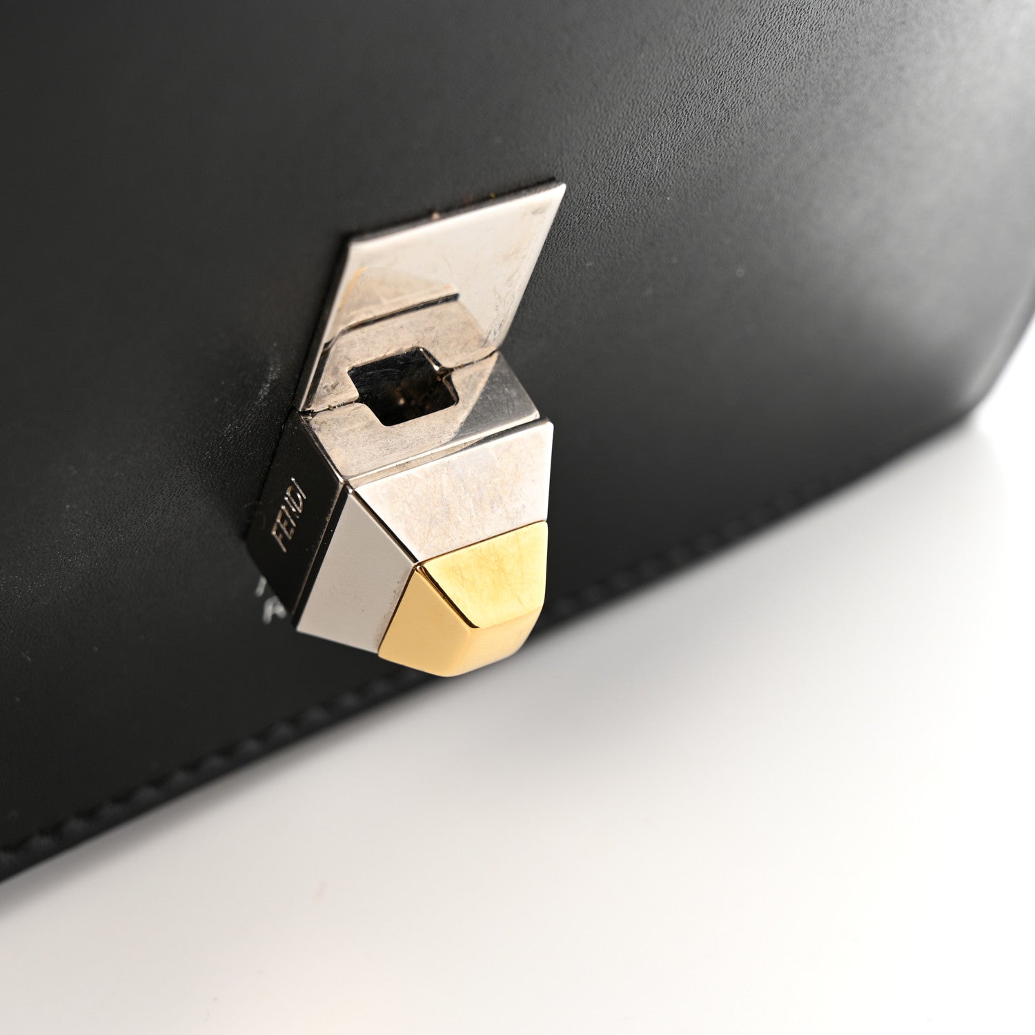 Fendi Vitello Liberty Lucido Metal Monster Eyes Studded Small Kan I Shoulder Bag Black 12 of 12
