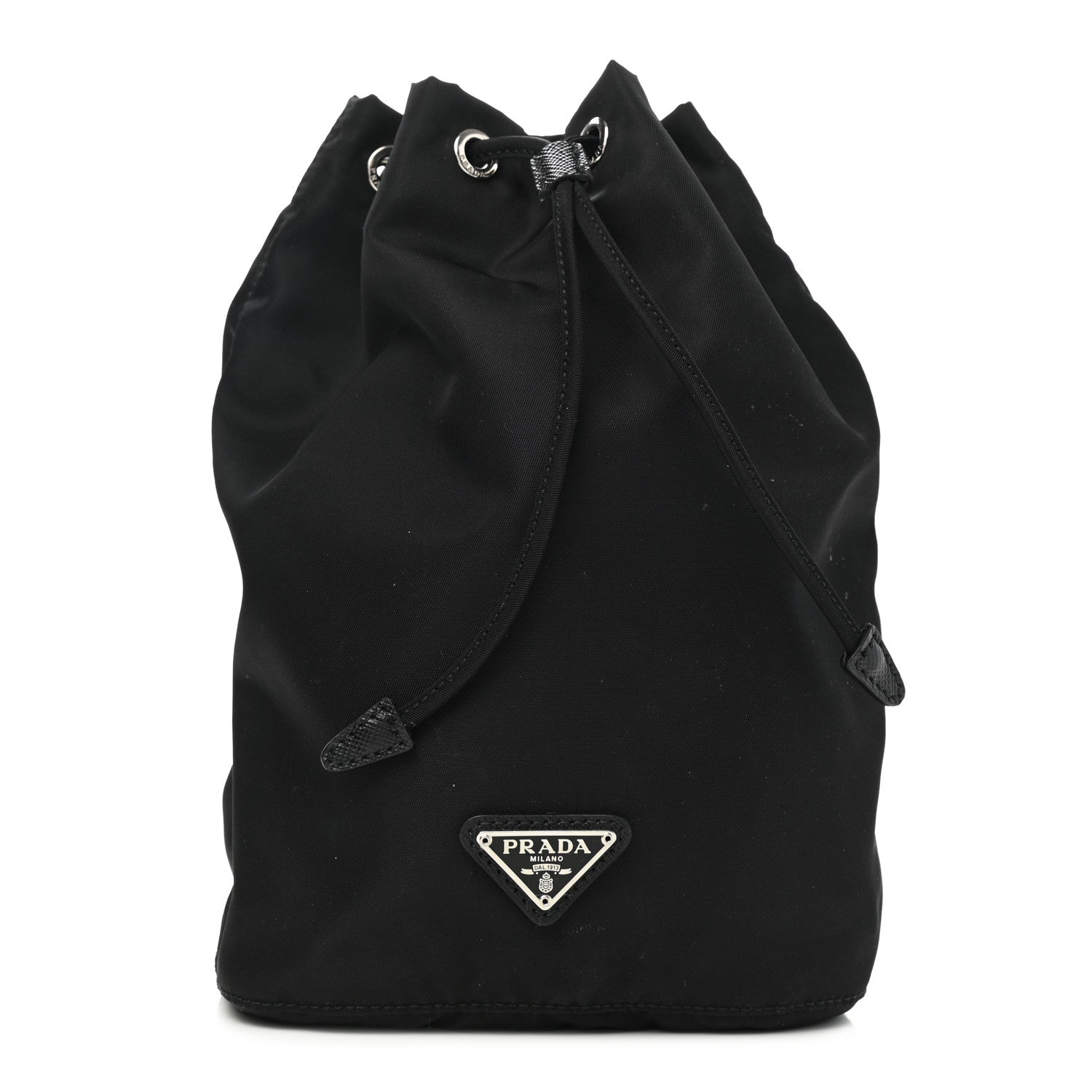 Prada Saffiano Tessuto Nylon Vela Bucket Wristlet Black 1 of 6