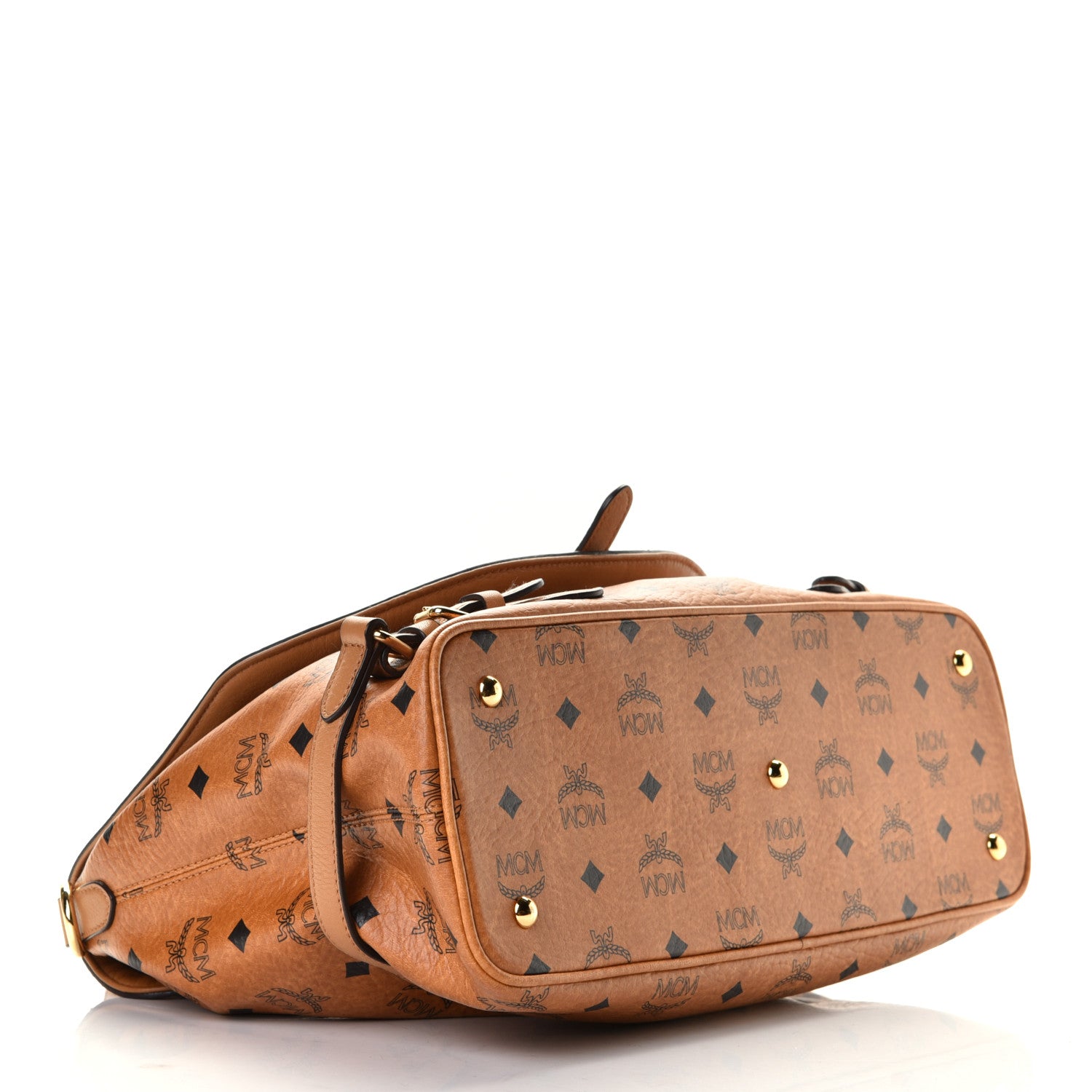 MCM Visetos Top Handle Satchel Cognac 3 of 6